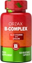 ORZAX B-vitamiini Complex Supplement for Women & Men with Choline, Inositoli - Balanced Energy Metabolia - Immuno & Hermoterveys (120 Veg Kapselit)
