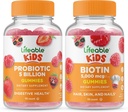 Elinkelpoinen Probiootit 5 miljardia Lapset + Biotin Lapset, Gummies Bundle - Suuri Maku, Vitamiini Supplement, Gluteeniton, GMO-vapaa, Pureskeltava Gummy