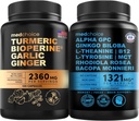 MEDCHOICE Turmeric & Inkivääri (120ct) ja Nootropic Brain (60ct) täydennysosa Bundle - Wellness Duo for Joint, Digestion, Brain, & Mood Support - Vegan, non-GMO, Gluteenittomat