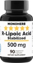 R-lipoiinihappo 500 mg - 90 Veg-kapselia - vakaa R- Alpha-lipoiinihappo