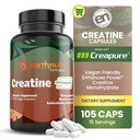 EarthNutri Creatine Monohydraatti kapselit - Mikronoitu parempaan imeytymiseen - tukee lihasvoimaa, vahvuus & Recovery - 105 kapselia (5000 mg per tarjoilu, 7 kapselia)