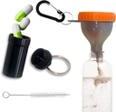 Proteiini Funnel Set Travel Protein Powder Container 1 Carabiner 1 Harja ja 1 Mini tasku pillerilaatikko Vahvistettu estämään Spills Kuntosali Pre-Workout täydentää Orange Powder Funnels