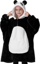 Giggling Getup yllään Blanket Hoodie tytöille ja pojat Sherpa Fleece Hooded Blanket Sweatspaita Lämmin Kodikas Sherpa Pue Ylimitattu Hoodie jättiläisen tasku & hihat lapsille Panda
