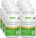 Igennus Fast Action Dgestive Enzymes & Betaine HCl, 10 Broad Spectrum Enzymes with Protease, Lipase & Lactase, Papain & Bromelain, Plant-Based Vegan, Clean Label, naisille ja miehille, 6 pakkaus