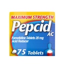 Pepcid AC Maximum Strengthens Heathburn Relief -tabletit, OTC-lääkkeet ehkäisevät ja lievittävät närästystä Happojen ruuansulatuksen vuoksi, 20 mg famotidiinihapon reduktori, nopea toiminta, 75 Ct