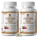 10-IN-1 Kortisolilisät magnesiumilla, Ashwagandhalla, kamomillalla, L-Theaniinilla, fosfatidyyliseriinillä, mäkikuismalla, Astragalusilla, C-vitamiinilla ja D3:lla naisilla, 240 vegaanilla 4 kuukauden ajan, ei GMO:ita