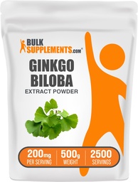BulkSupplements.com Ginkgo Biloba Extract Powder - from Ginkgo Biloba Leaf, Antioksidantti lähde, Herbal Supplement - Gluteeniton, 200mg per tarjoilu, 500g (1,1 lbs) (Pakkaus 1)
