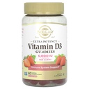 Solgar-vitamiini D3 Gummies for Aikuinen 5 000 IU Ultra Potency-vitamiini Immuunijärjestelmä tuki naisille ja miehille - maukas mansikka maku, Gluteeniton ja liivate vapaa Gummy, 2 kuukauden tarjonta, 60 tarjoilua, 2g sokeria