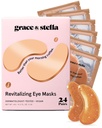Grace & stella kofeiini Under eye patches - heräävät silmät Puffy silmät ja tummat ympyrät - alla silmän maski paikat Niacinamidi & Hyaluronic Acid - Vegaani, Julma-vapaa (pronssi, 24 paria)