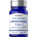 Piping Rock L- metyylifolaatti 7,5 mg ... 60 kapselia... Extra Strength Supplement ...