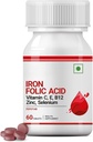 Iron Folic Acid Supplement C-, E-, B12-, Sinkki & Selenium miesten naisten - 60 tablettia