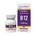 Superior lähde No Shot Methylcobalamiini B-12 10000 mikrog - B-12-vitamiini tukea energian tuotantoa, aivojen terveyttä ja yleistä hyvinvointia - Sublingual Tabletit nopeaan imeytymiseen - 30 liukenevat tabletit