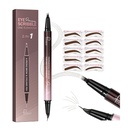 2-in-1 kaareva kulmakarvakynä ja eyeliner 10Pcs kulmakarva Stencils, Microblading kulmakarvakynä 4 haarukka-kärki ja kaareva tarkka kärki, vedenpitävä ja pitkäikäinen kulmakarva kynät naisille, tumma ruskea