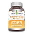 Amazing Formula Turmeric Curcumin & Inkivääri BioPerine 2250 mg Per Serving kasviskapseleita ... ei-GMO ..........