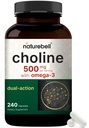 NatureBell Choline lisäravinteet 500 mg Omega-3 rasvahapot, 240 kapselia 