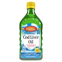 Carlson - Turska Maksaöljy 1100 mg Omega-3s Plus-vitamiinit A & D3, Wild Caught Norwegian Arctic, kestävästi lähdetty Nordic Fish Oil Liquid, Sitruuna, 500 ml (16,9 Fl Oz)