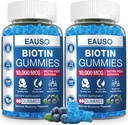 (2 pakkaus) Biotin Gummies 10 000 mcg terveille hiuksille, iho & kynnet aikuisille - 120 Gummies vitamiini - Vegaani, ei-GMO, Pektiinipohjainen hiusten terveys täydentää