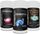 Intelligent Labs 3-in-1 Probiootit Prebiootit Bundle koko perhe: Lapset + Aikuisten 50 miljardia PMY + Naiset Probiootit, Ei jääkaappi tarvitaan, 2 kuukautta Supply per pullo