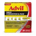 Advil Sinus Congestion and Pain, Sinus Relief Medicine, Pain Reliver and Fever Reducer with Ibuprofeeni and Fenylephriini HCl - 50 päällystettyä tablettia