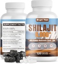 Shilajit Himalayan Capsules - Pure Himalayan Organic Supplement with Mushrooms Blend, Sinkki - 2 kuukauden tarjonta vahvuus, kestävyys, aivot & immuuniterveys - Shilajit naisten & miesten 120 kreivi Vegan