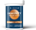 BIOHM Immuniteettiprobiootti, jossa C-vitamiinia, D3 & Sinkkiä, 1 miljardia PMY (60 kapselia) Päivittäiset probiootit naisille ja miehille, digestiivinen terveys ja immuunituki, vegaaninen, gluteeniton ja ei-GMO