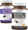 Antioksidantit ja musta siemenöljy (1-kuukautta) Super antioksidantti täydentää Acai Berry, Goji Berry, Pomegranate & Trans Resveratrol (120 kapselia) & Musta siemenöljy (ei-GMO & Vegan) 60 kapselia