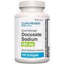 Puregen Labs Docusate Sodium 250 mg Softener Softener Laksatiivinen 100 softgels Helppo Ummetus Relief 