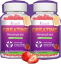 2 pakkaus Creatiini Monohydraatti Gummies naisille ja miehille, sokeriton vegaaninen Creatiini täydentää rakentaa lihaksia, lisätä energiaa ja voimaa, luonnollinen mansikka maku 120