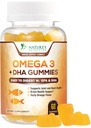Omega 3 Fish Oil Gummies, Heart Terve Omega 3 Gummy täydentää korkea absorptio DHA & EPA, Extra Strength Joint & Brain Support, Herkullinen Orange Flavor Fish Oil Nature's Vitamiini - 60 Gummy
