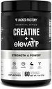 Jacked Factory Creatine + ElevATP - Creatiini Monohydraatti Powder for Muscle Growth, Lisääntynyt vahvuus, Tehostettu energian tuotanto, ElevATP kestävä energia & Endurance - 60 tarjoiluja, makuamaton