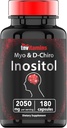 tnvitamiinit Inositoli: 2 050 mg - 180 kapselia ... Inositolijauhekapselit naisille ja miehille... 40:1 Myo-inositolin suhde D-Chiro Inositoliin...