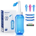 MAOEVER Neti Pot Sinus huuhtelu Pullonpesu Puhdistus Paine huuhdella nenän kastelu aikuisten ja lasten BPA ilmaiseksi 300 ML 30 Nasal pesu suola paketteja ja tikku lämpömittari(sininen)