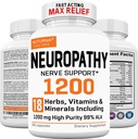 Neuropatian tuki täydentää 1200 mg HP-99 Alpha Lipoic Acid - Max Strength ALA Nerve Formula jalat kädet sormet jalat - Ultra Potent 18 in 1 Luonnollinen perifeerinen hermosuoli vitamiinit - 180 kapselia