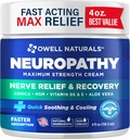 Owell Naturals Neuropatia Nerve Relief Cream, Maximum Strength, Rasvaton, Luonnollinen ainesosat Arnica, Aloe Vera, MSM, B6-vitamiini jalat, kädet, jalat, varpaat Epämukava, 4 Fl Oz (paketti 1)