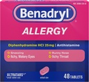 Benadryl Ultratabs Antihistamiini Allergialääkkeet, difenhydramiini HCl: n tabletit, 48 kt