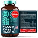 Fadogia Agrestis ja Tongkat Ali Supplement - 600mg Fadogia Agrestis miehille, 500mg Longjack Tongkat Ali, Ashwagandha Maca Fenugreek Complex - Lihasvoima, energia, Mielialatuki - 120 kapselia