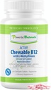 Power by Naturals Aktiivinen pureskeltava Methylated B12 kanssa L-Metyyli Folaatti täydentää naisten ja miesten, Cherry Flavor, 60 tablettia