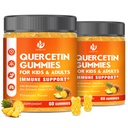 (2 pakkaus) Sokeriton Quercetin ja bromelain Gummies lapsille ja aikuisille - immuuni, antioksidantti, kausittainen tuki, 1000 mg Quercetin lisäravinteet bromelaiini, sinkki, vanderberry, C-vitamiini D3 E, 120