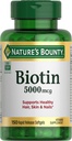 Nature's Bounty Biotin, tukee aineenvaihduntaa solujen energia ja terveet hiukset, iho, ja kynnet, 5000 mikrog, 150 Softgels