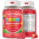 Rauta Supplement Gummies lapsille Multivitamiini, Kalsium, Sinkki, Folaatti - Lapset Rauta Gummies Tuki Immuuni, Veren rakentaja, Rautapuutos, Anemia & Energia - Vegan, Mansikka 60 kreivi