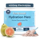 Feel Goods Hydration Hero, 1000 mg Electrolytes Powder, Sugar Free, Magnesium, Organic Aloe Vera, Organic Aloe, L Theanine, C-vitamiini & B12, Keto, Vegan Guava Fresca, 30 tarjoilua