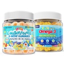 Lapset L-Metyylifolaatti Gummies, Aktiivinen 5-MTHF + Metyyli B12, B6, B2, Koliini, Vegan Omega 3 DHA & EPA + Kids Omega 3 Gummies + Kalsium 400 mg + D3-vitamiini K2 + C, Omega-3 DHA & EPA täydentää