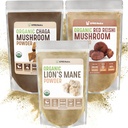 XPRS Nutra Mushroom Bundle - Lion's Mane, Chaga, Red Reishi Sienet - Kaikki luomusieni Bundle (16 Ounces Each)