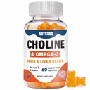 ABYSSUS Koliini Gummies lapsille ja aikuisille, sokeriton koliinibitartraatti täydentää Algal Omega-3 DHA EPA & Active B6 B12, aivojen ja maksan tuki, vegan, 60 kreivi