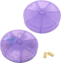 Kannettava viikoittain pilleri Organizer 7 päivän pillereitä kontti, pyöreä pilleri tapauksessa Matka ystävällisesti, Päivittäinen pilleri muistutus tapauksessa, BPA-vapaa vitamiini, täydentää, kalaöljy, lääkesuunnittelija (purppura)