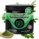 Luomu Spirulina + Luomu Moringa Greens Powder, Gluteeniton, Vegaaniystävällinen, Detox & Digest, Superfoods 30 Tarjoilut Valmistettu Yhdysvalloissa