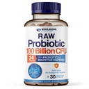 Terveellinen wellness Organic Raw Probiootit 100 miljardia PMY, Dr Formulated naisille ja miehille, Täydellinen Adult Supplement prebiootit ja digestiivinen Enzymes; 30 kapselia, Hyllytabletti