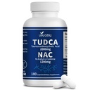 VivoNu TUDCA 2000mg + NAC 1200mg Supplement Complex Capsules, Powerful TUDCA Bile Salt + N Acetyl Cysteine, Antioksidanttilisät maksan ja keuhkojen sekä sappirakon puhdistus, digestio - 180 kapselia