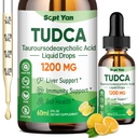 TUDCA Supplement 1200mg Liquid Drops, Liver Supplement with TUDCA, NAC, Milk Thistle Seed and Voikukka , Liver Support, ja Sappirakon Cleanse & Repair, Sokerivapaa, Vegan, Lemon Flavor, 2 Fl Oz