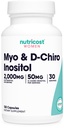 Nutricost Myo Inositol & D-Chiro Inositol for Women 2000mg, 120 kapselia, 2000mg Myo & 50mg D-Chiro Per Serving, 30 tarjoilua, kasvissyöjä Friendly, non-GMO & Gluteeniton